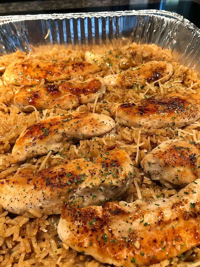 Quick Dinner Chicken with Garlic Parmesan Rice